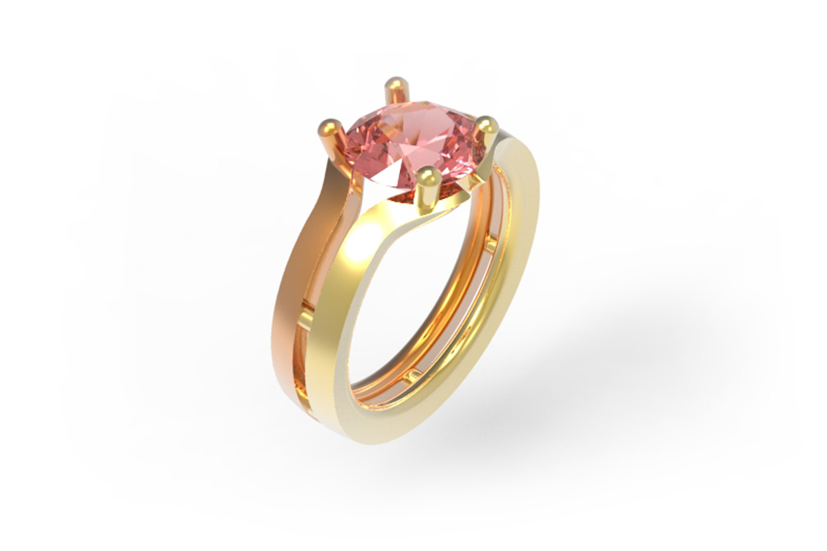         Juwelen design Ring met roze diamant    