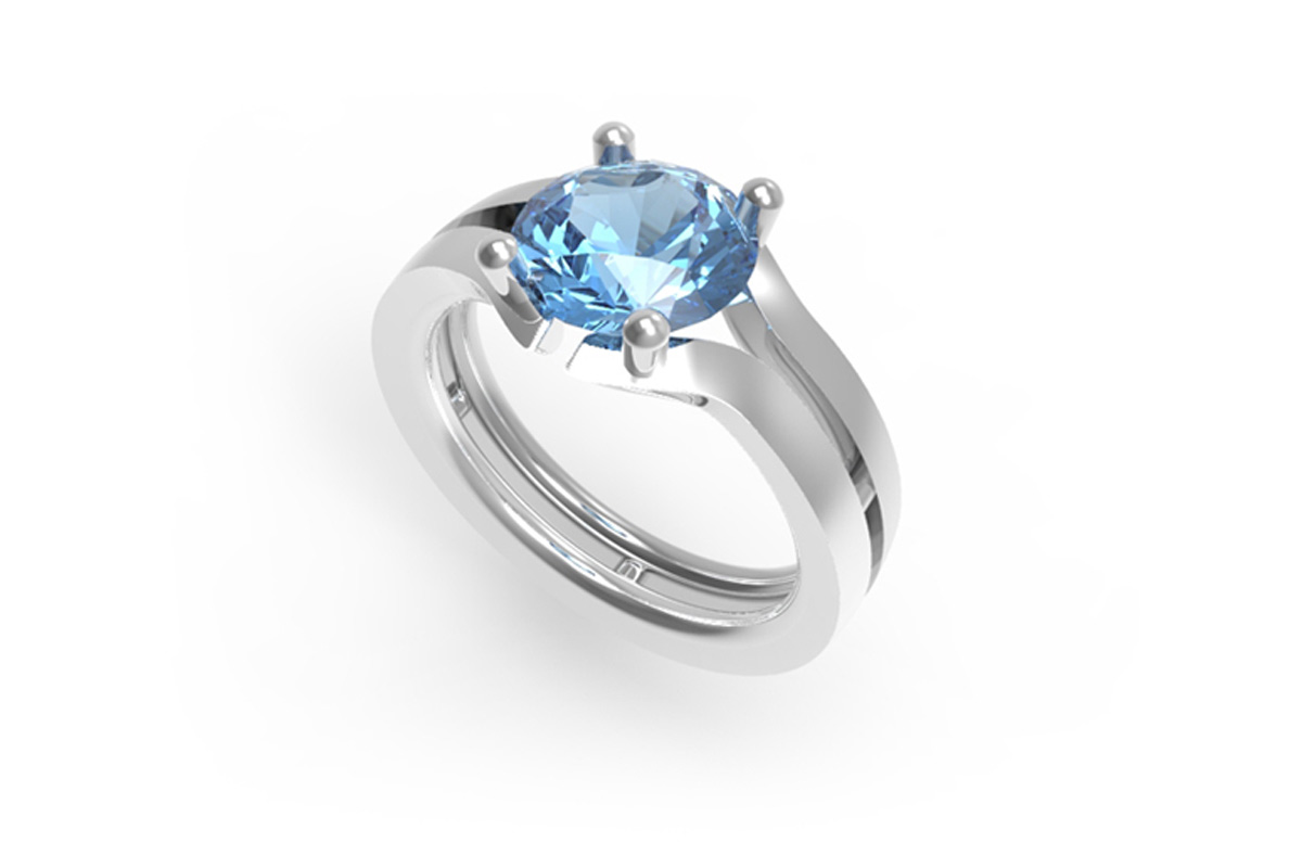         Juwelen design Ring met blauwe saffier    